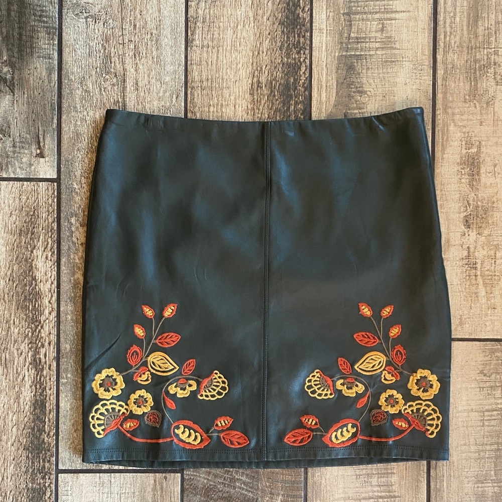 Romeo and Juliet Mini Skirt with Red & Yellow Floral Embroidery